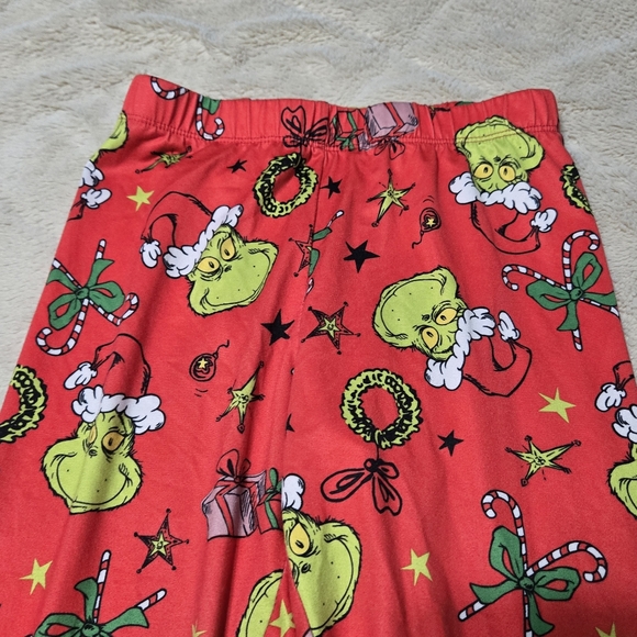 Christmas Grinch legging pants loungewear, kids size L 10-12 - Picture 3 of 7